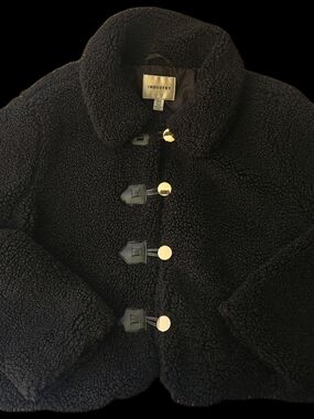 NWT INDUSTRY Black Teddy Sherpa Cropped Toggle Jacket